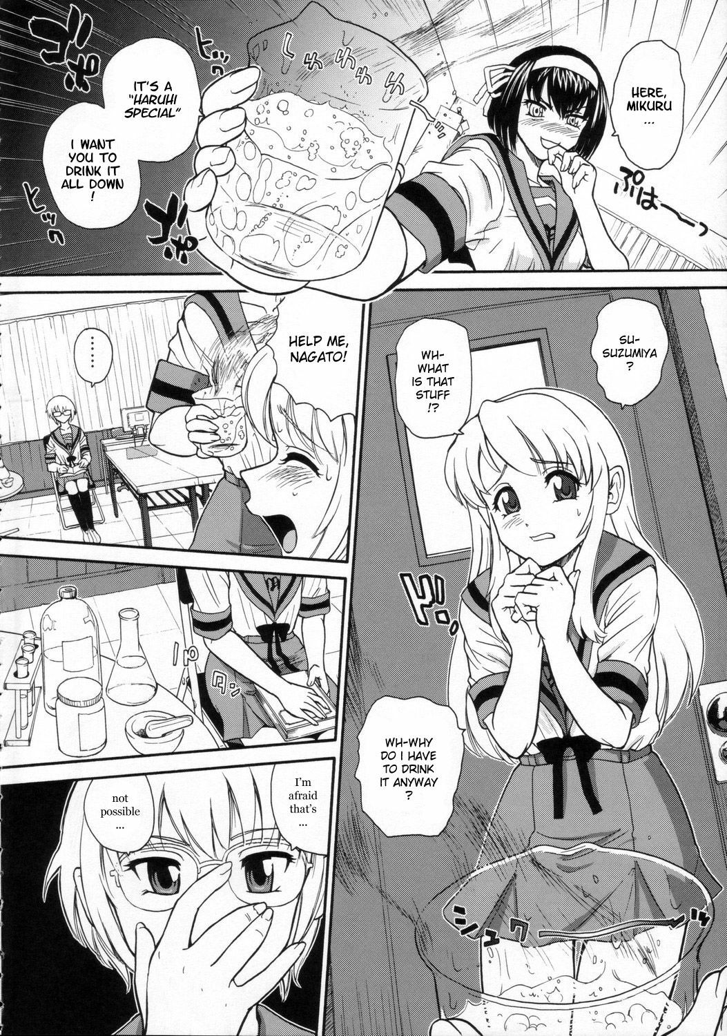 (SC32) [Behind Moon (Q)] Asahina Mikuru no Milk | Asahina Mikuru's Milk (The Melancholy of Haruhi Suzumiya) [English] {Futa_Risette} page 3 full