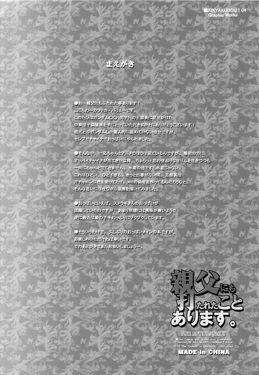 (C73) [Kikyakudou (Karateka Value)] Oyaji ni mo Utareta Koto Arimasu. (Gundam 00) page 3 full