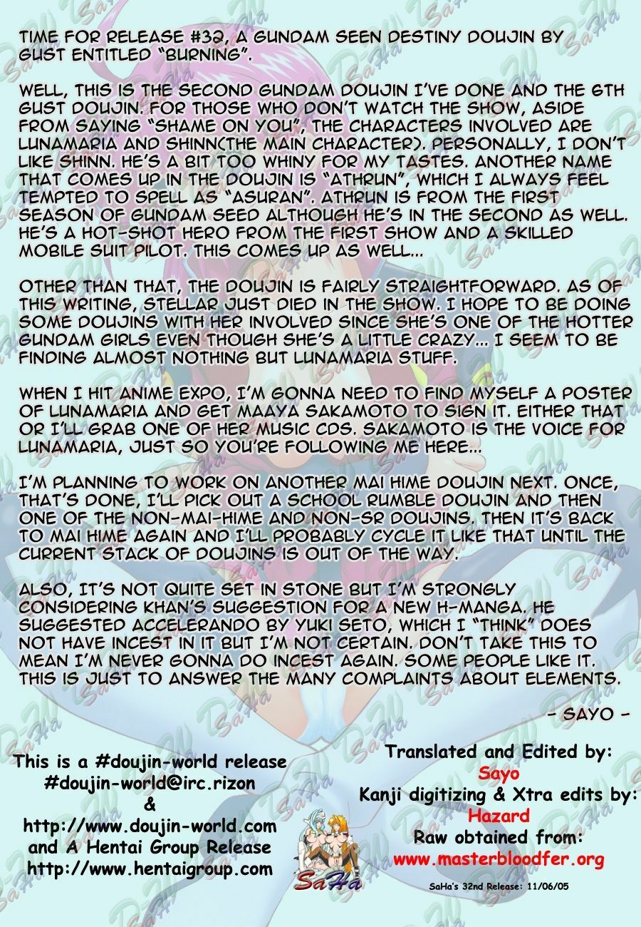 (C67) [GUST (Harukaze Soyogu)] BURNING!! (Mobile Suit Gundam Seed Destiny) [English] [SaHa] page 2 full