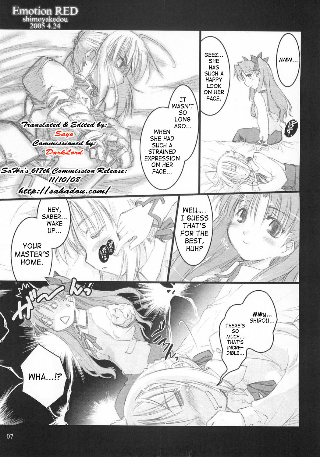 (CR37) [Shimoyakedou (Ouma Tokiichi)] Emotion RED (Fate/stay night) [English] [SaHa] page 6 full