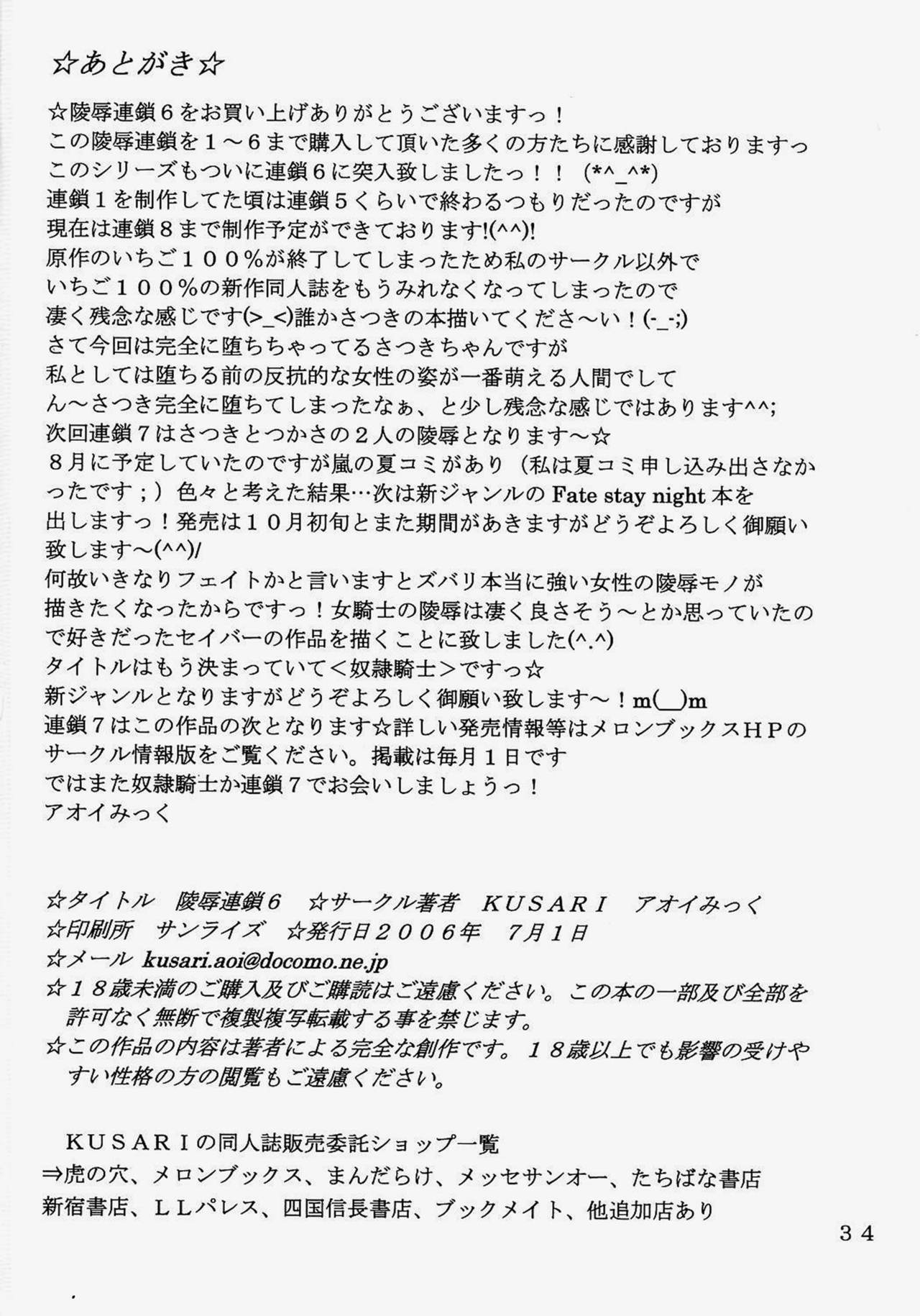 [KUSARI (Aoi Mikku)] Ryoujoku Rensa 06 (Ichigo 100%) [English] page 33 full