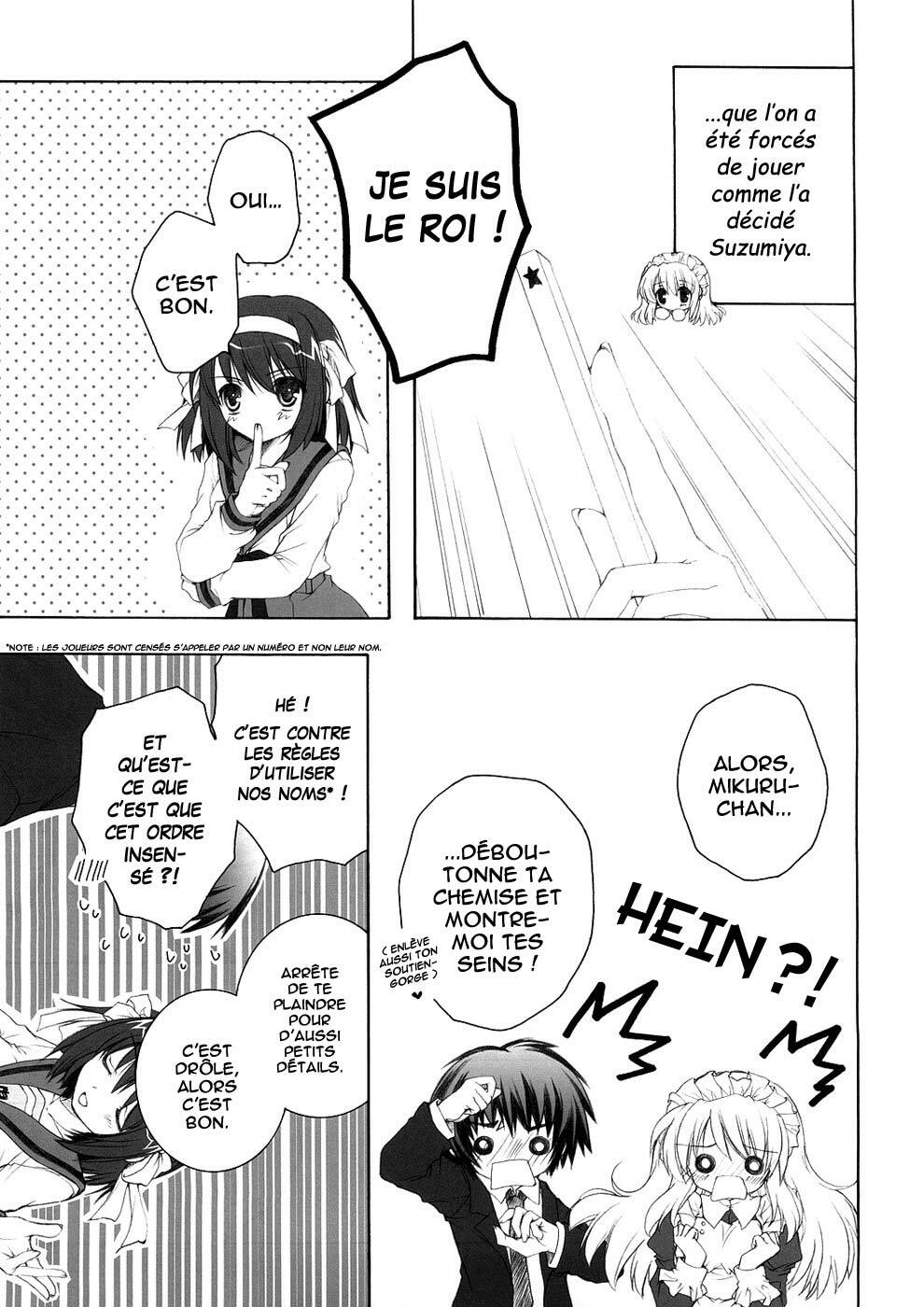 (SC32) [Pyonpyororin (Akoko.)] Mikurukuru (The Melancholy of Haruhi Suzumiya) [French] [T-S & O-S] page 4 full