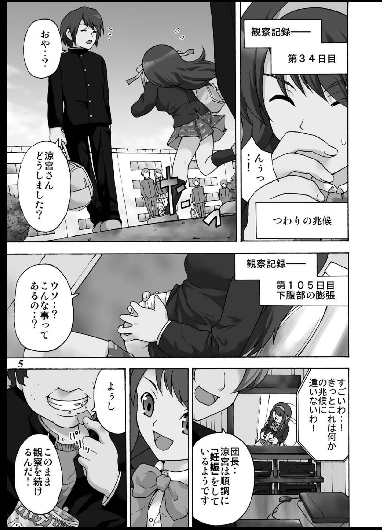 (C76) [MISAKIX MEGAMIX (Misakitou)] Tsuranuke! Suzumiya Haruhi Kyousei Shussan!! (Suzumiya Haruhi no Yuuutsu) page 4 full