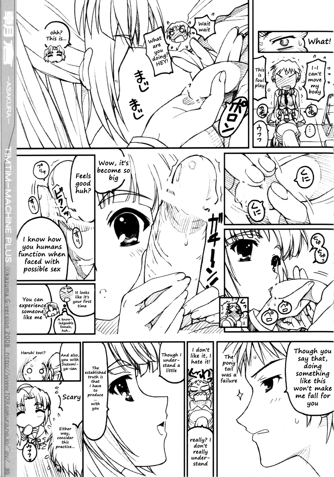 (COMIC1☆2) [TIMTIM MACHINE (Kazuma G-Version)] TIMTIM MACHINE Plus Asakura (The Melancholy of Haruhi Suzumiya) [English] [Ryuunotamashii] page 4 full