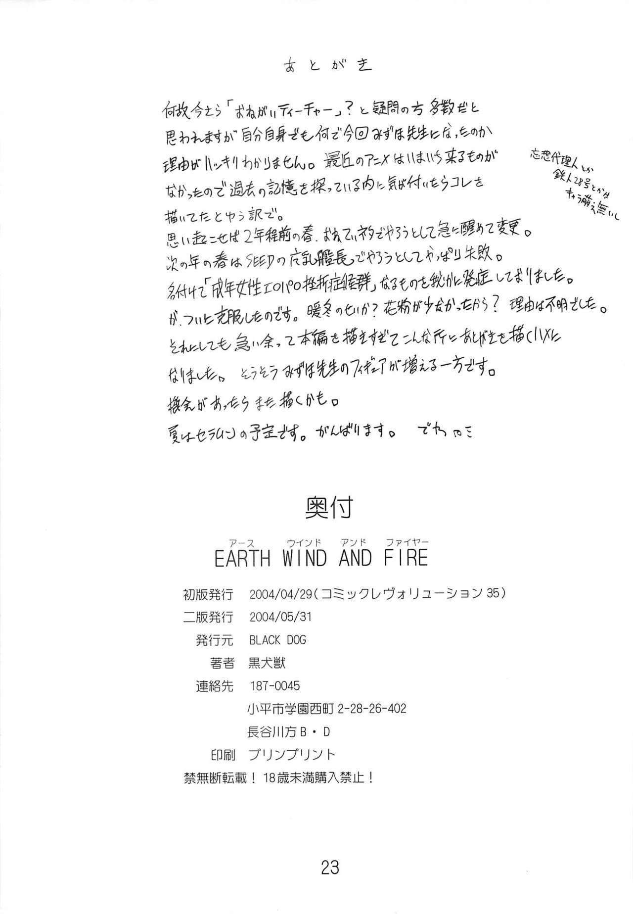 (CR35) [BLACK DOG (Kuroinu Juu)] EARTH WIND AND FIRE (Onegai Teacher) page 22 full