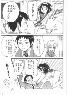(SC32) [Kashiwamochi (Kashiwa)] Haruhi wa Kiken na Fuhatsudan Zibaku Yuubaku Goyoujin (The Melancholy of Haruhi Suzumiya) - page 4