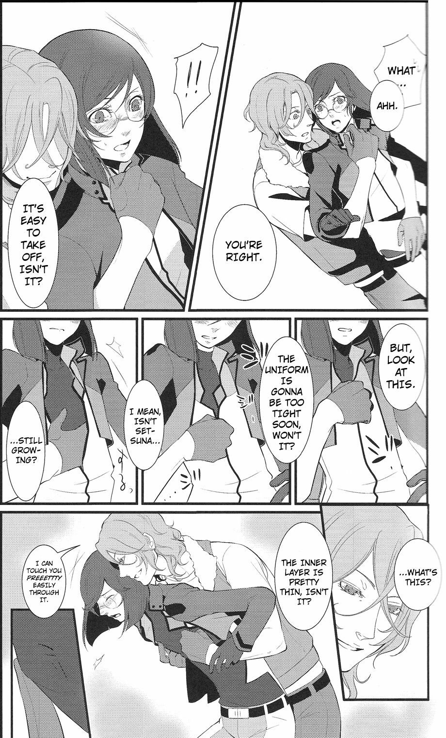 (C75) [5minutes later (Arimura)] Seifuku Sugata de Ichibanchuu - During the night in uniform! (Gundam 00) [English] page 6 full