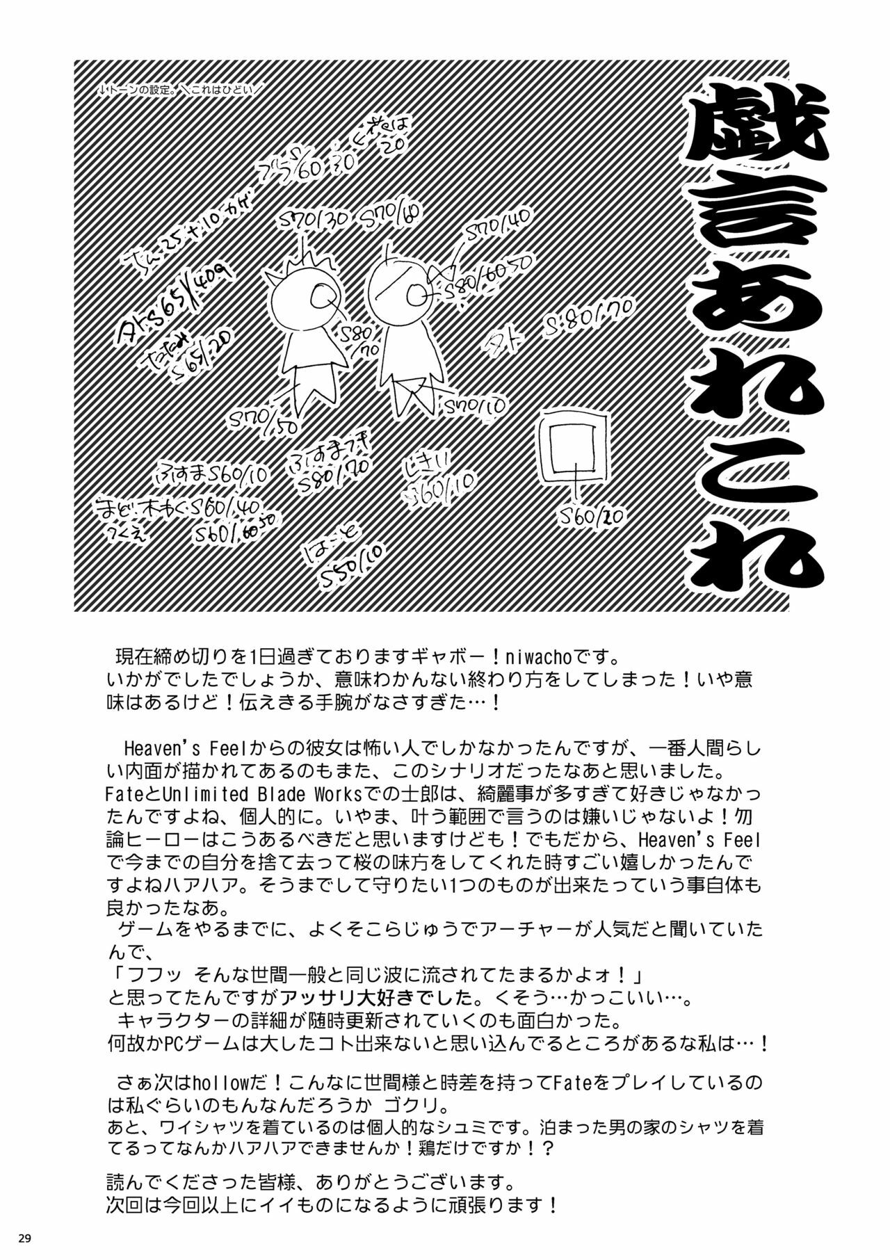 (C77) [TRIP SPIDER (niwacho)] Hitohira (Fate/stay night) page 28 full