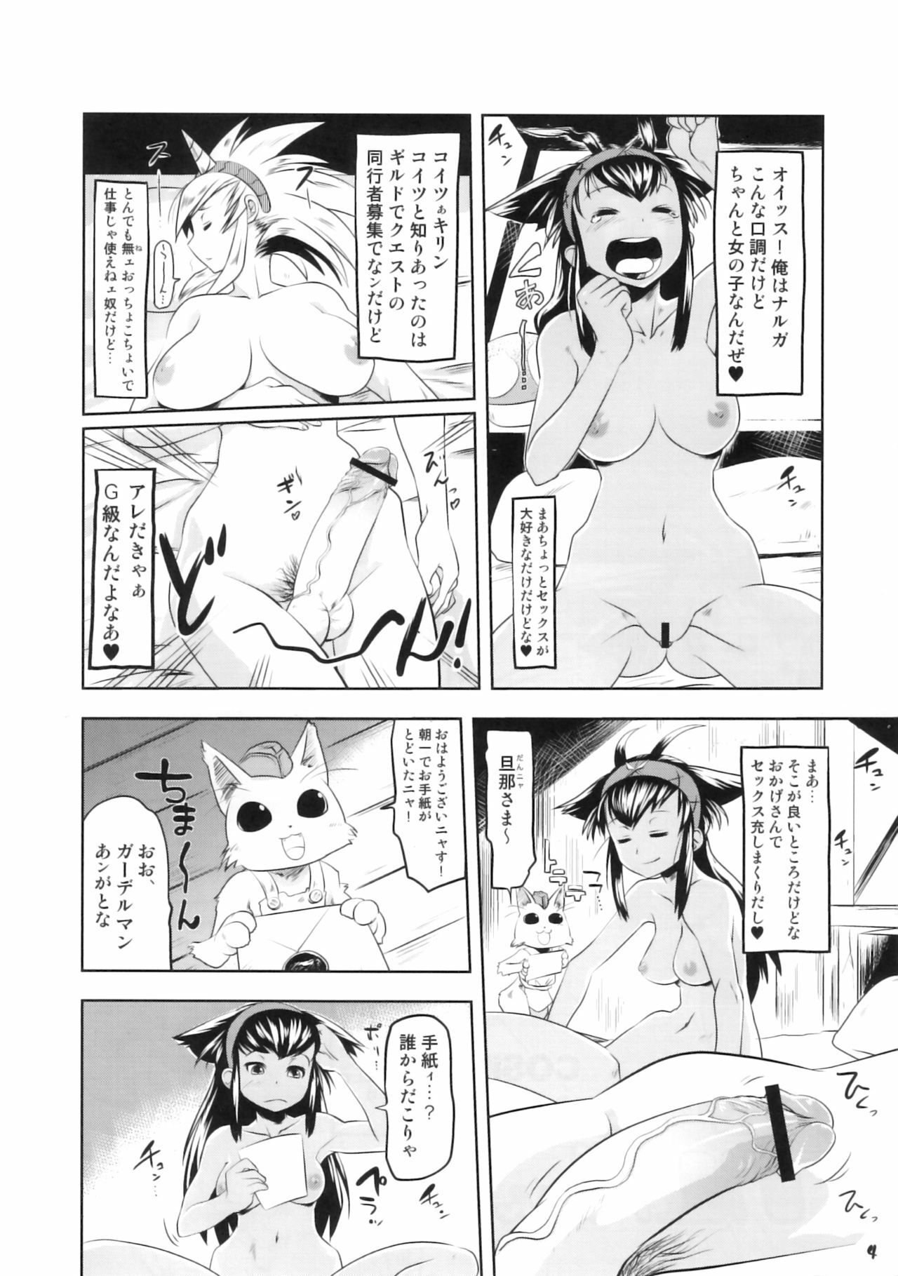 (C77) [Man Chin Low (COSiNE)] Monster Hunter Futanari Drill 2 (Monster Hunter) page 3 full