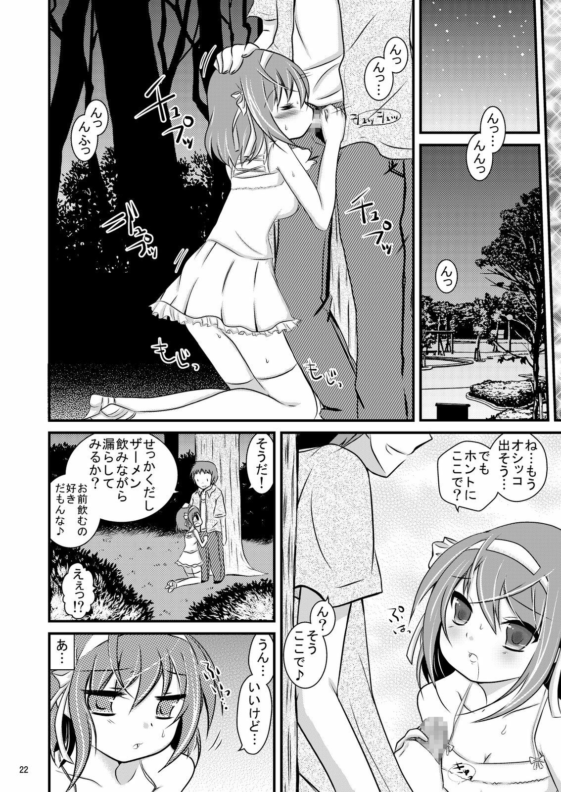 (C76) [Mousou Kai no Juunin wa Ikiteiru. (Kandanchi)] Daisuki na Haruhi dakara Ijime taku narunja naika # 02 Omorashi Choukyou Hen (Suzumiya Haruhi no Yuuutsu) page 22 full