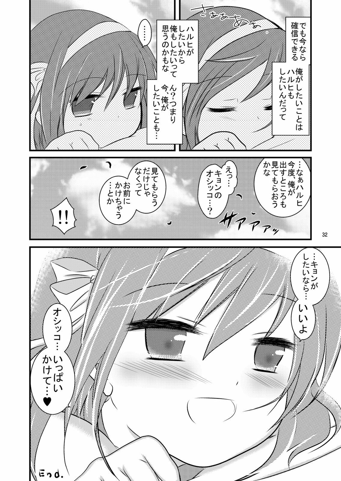 (C76) [Mousou Kai no Juunin wa Ikiteiru. (Kandanchi)] Daisuki na Haruhi dakara Ijime taku narunja naika # 02 Omorashi Choukyou Hen (Suzumiya Haruhi no Yuuutsu) page 32 full