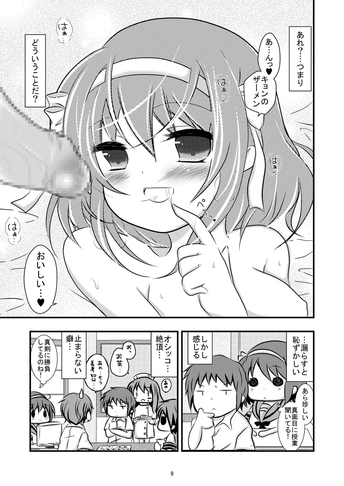 (C76) [Mousou Kai no Juunin wa Ikiteiru. (Kandanchi)] Daisuki na Haruhi dakara Ijime taku narunja naika # 02 Omorashi Choukyou Hen (Suzumiya Haruhi no Yuuutsu) page 9 full