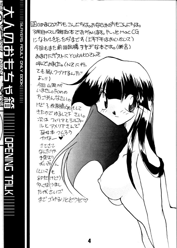 [Toy-S & Tajimaru (Tajima Yoshikazu, Yukako, Kou Yamaoka)] Otona no Omocha Hako (Slayers) page 3 full