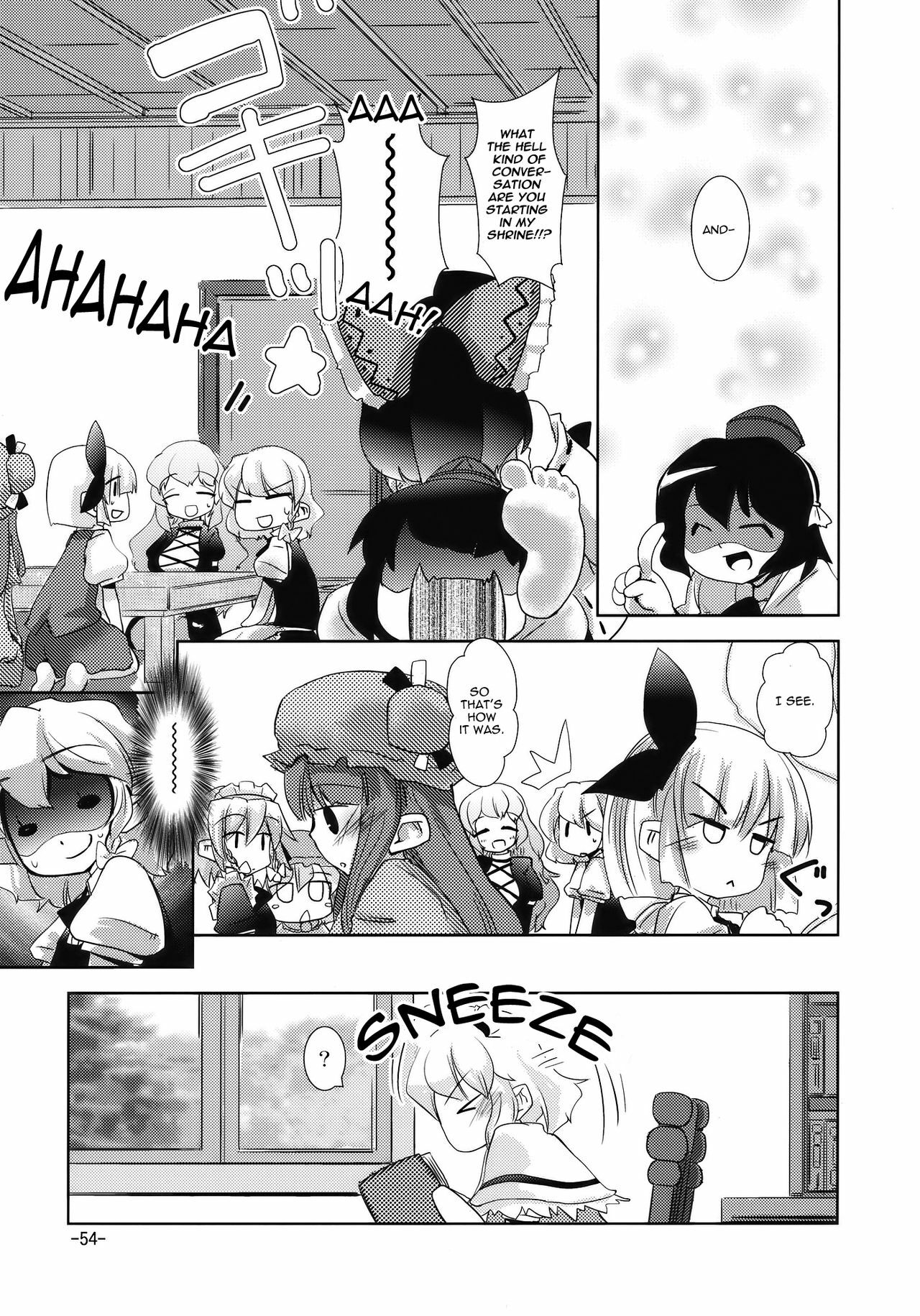 (Reitaisai 7) [Sanzoku no Uta (Takara Akihito)] Enkai ni Ikou | Let's go to the party (Touhou Project) [English] [U MAD] page 54 full