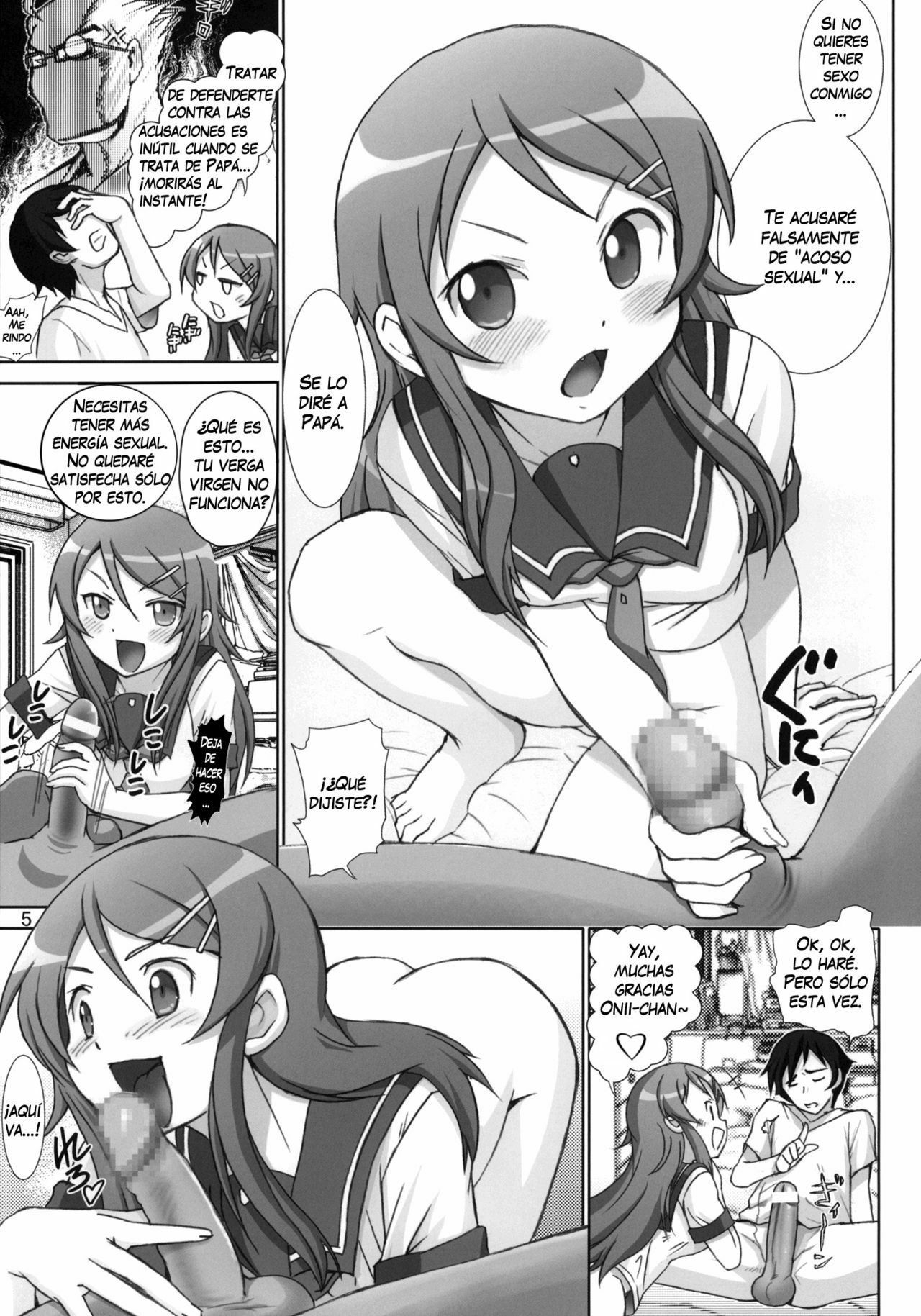 (Tora Matsuri 2010) [Raijinkai (Haruki Genia)] Oreimo Binetsu Tyuihou 1 | Little Sister Fever Warning 1 (Ore no Imouto ga Konna ni Kawaii Wake ga Nai) [Spanish] [Biblioteca Hentai] page 4 full