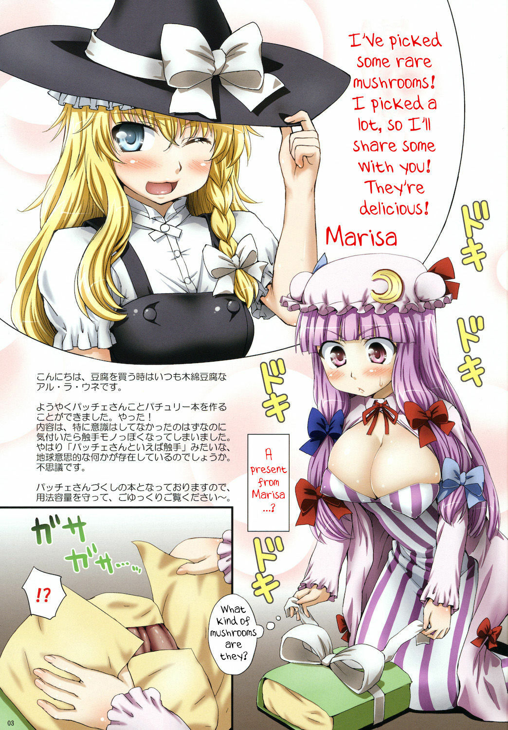 (Reitaisai 8) [ORANGE☆CHANNEL (Aru Ra Une)] Oppatchouli to Marisa no Kinoko | Oh! Patchouli and Marisa's Mushrooms (Touhou Project) [English] [YQII] page 3 full