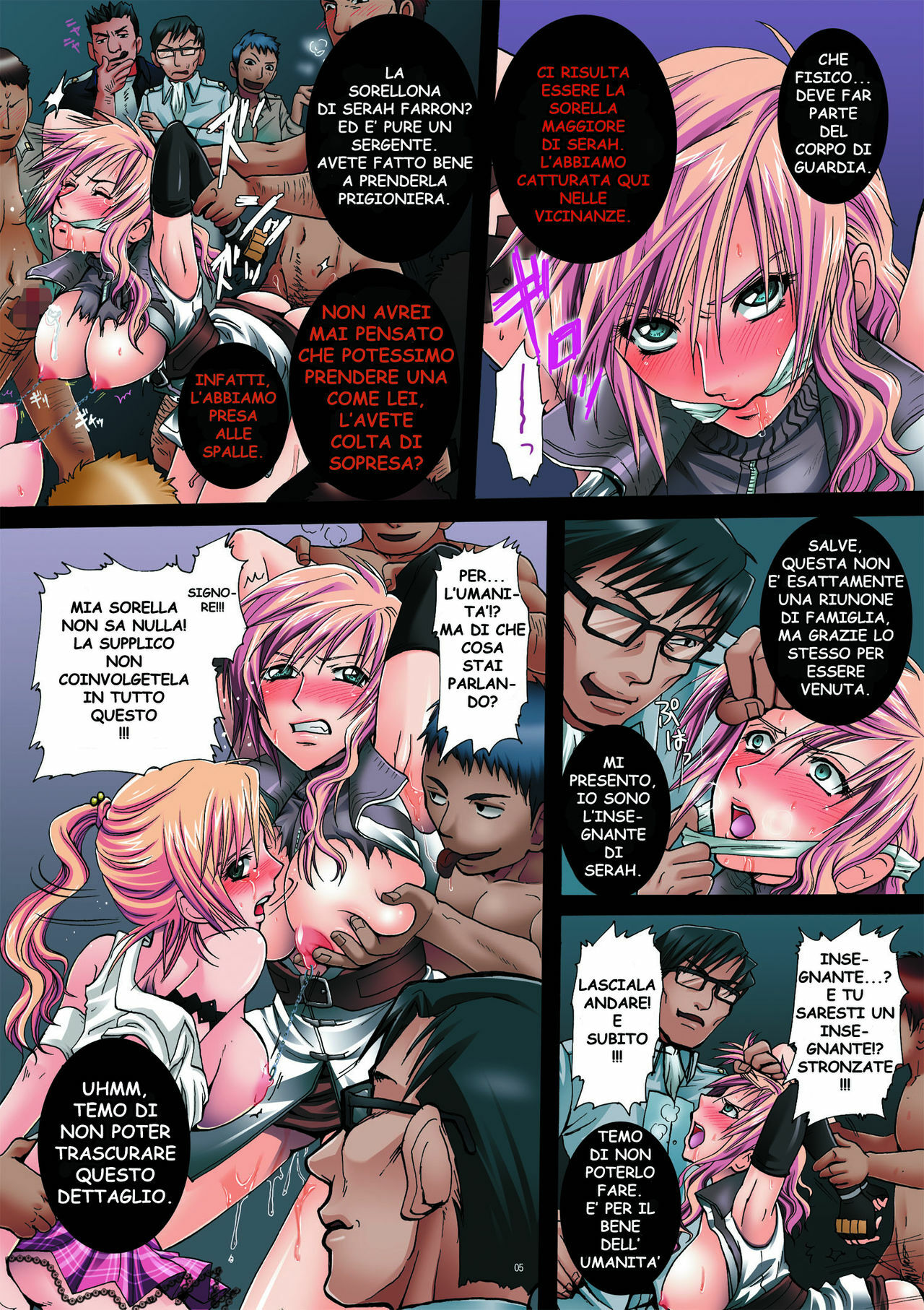 (C77) [Modae Tei x Abalone Soft (Modaetei Anetarou, Modaetei Imojirou)] The Gang-rape District / Rinjoku no Machi - Lightning & Sera Hakudaku no Shimai Kankin - (Final Fantasy XIII​) [Italian page 5 full