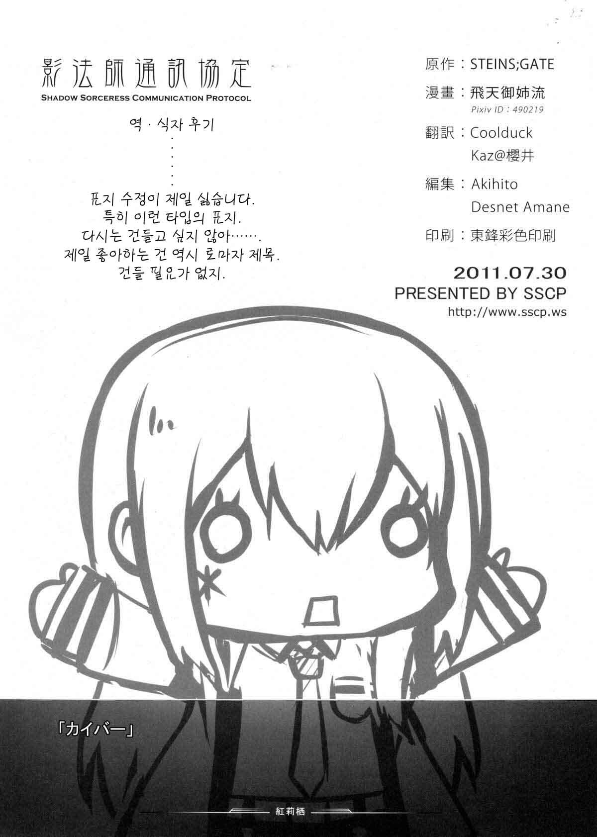 (C80) [Shadow Sorceress Communication Protocol (Hiten Onee-ryuu)] Tengoku e no Bullet Train (Steins;Gate) [Korean] page 25 full