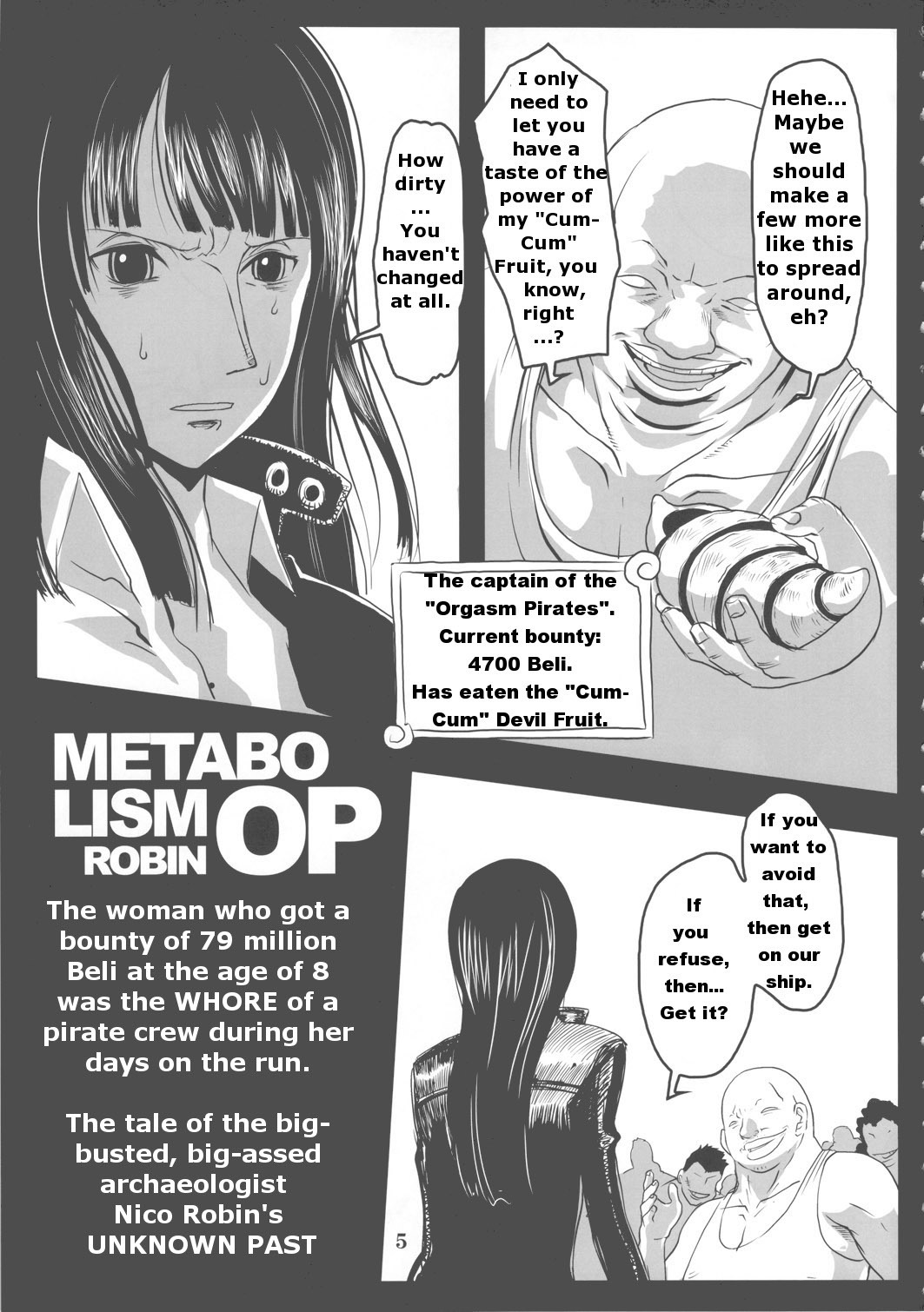 (C78) [8graphica (Yoshitama Ichirou)] Metabolism OP Kyonyuu Kyoshiri Shoufu Nico Robin no Keshi Tai Kako | The Tale of the Big-busted, Big-assed Archaeologist Nico Robin's UNKNOWN PAST (One P page 4 full