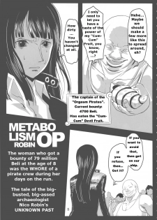 (C78) [8graphica (Yoshitama Ichirou)] Metabolism OP Kyonyuu Kyoshiri Shoufu Nico Robin no Keshi Tai Kako | The Tale of the Big-busted, Big-assed Archaeologist Nico Robin's UNKNOWN PAST (One P - page 4