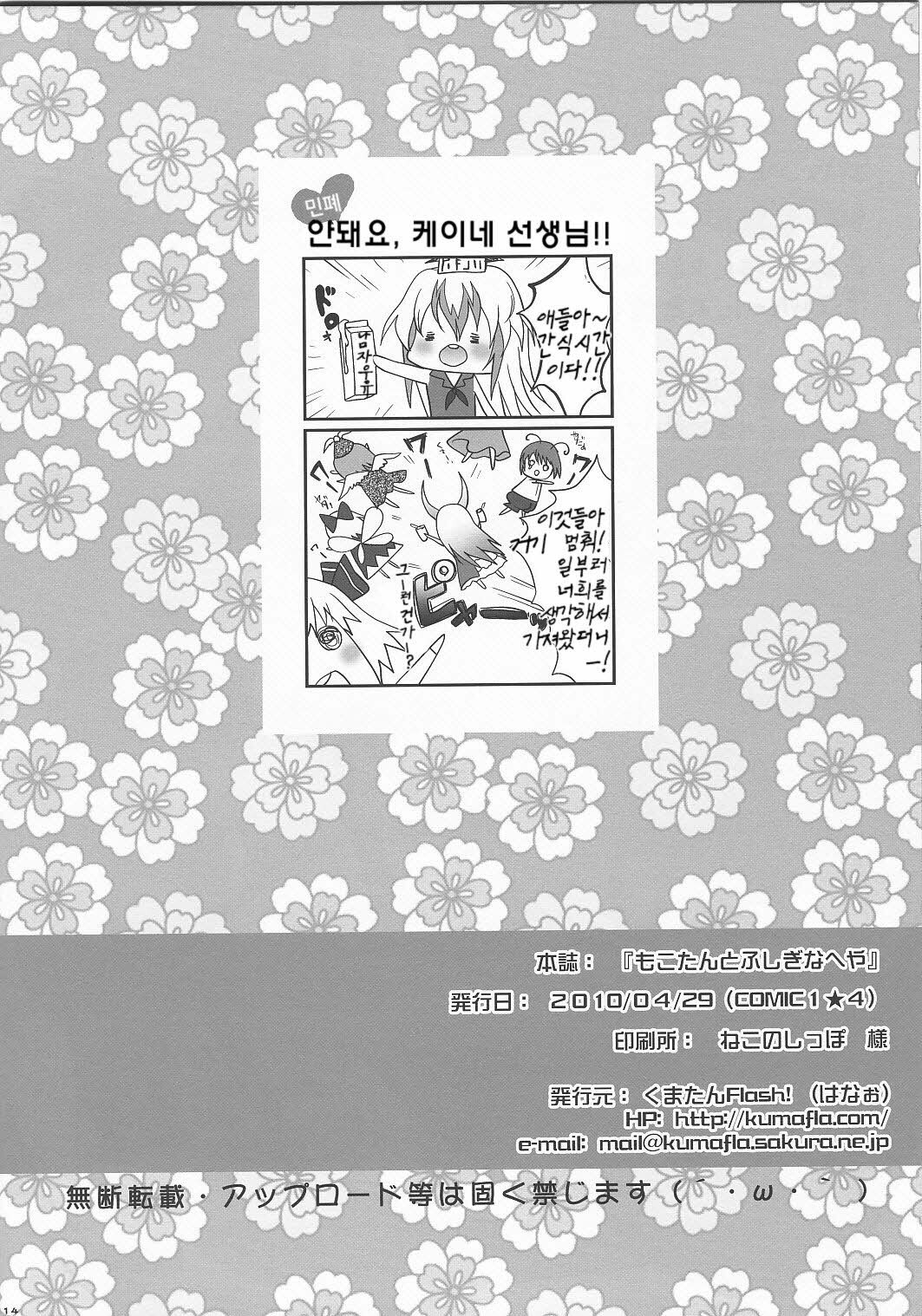 (COMIC1☆4) [Kuma-tan Flash! (Hanao)] Mokotan to Fushigina Heya (Touhou Project) [Korean] page 13 full