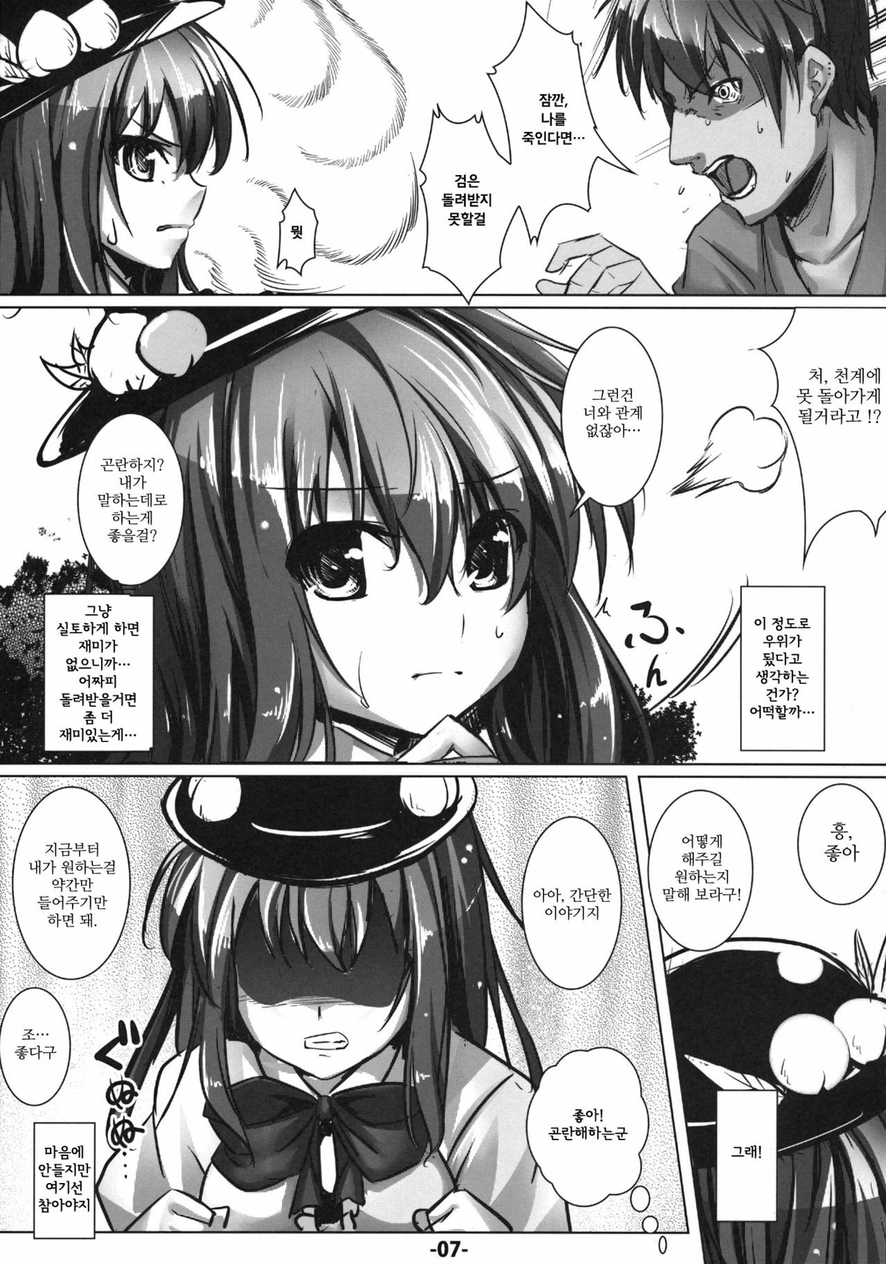 (C79) [Ikaring (Ajishio)] Tenshi no Nureta Hirusagari (Touhou Project) [Korean] page 7 full