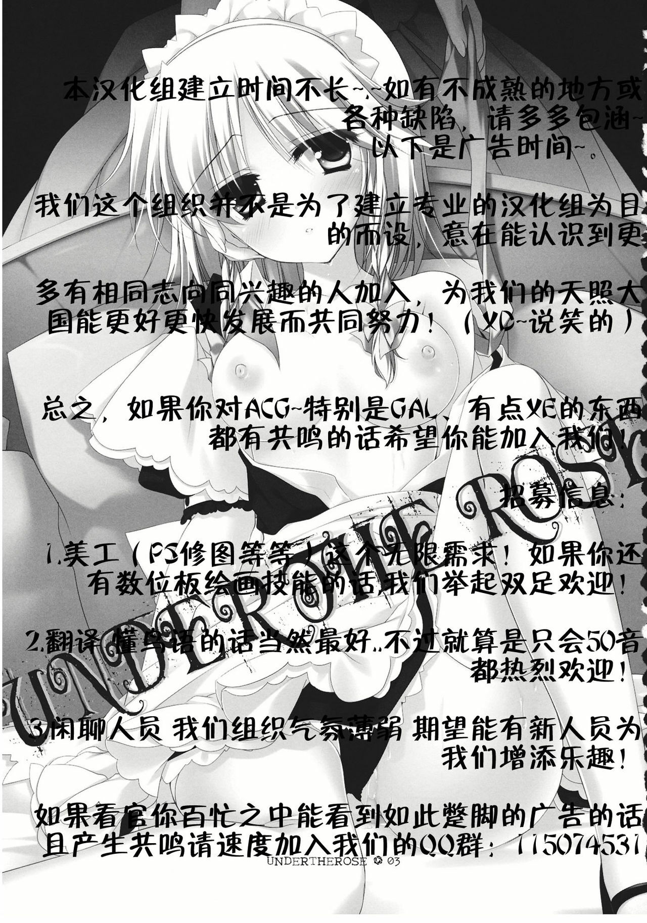 (C81) [FRAC (Motomiya Mitsuki)] UNDER THE ROSE (Touhou Project) [Chinese] [公主の假日汉化组] page 2 full