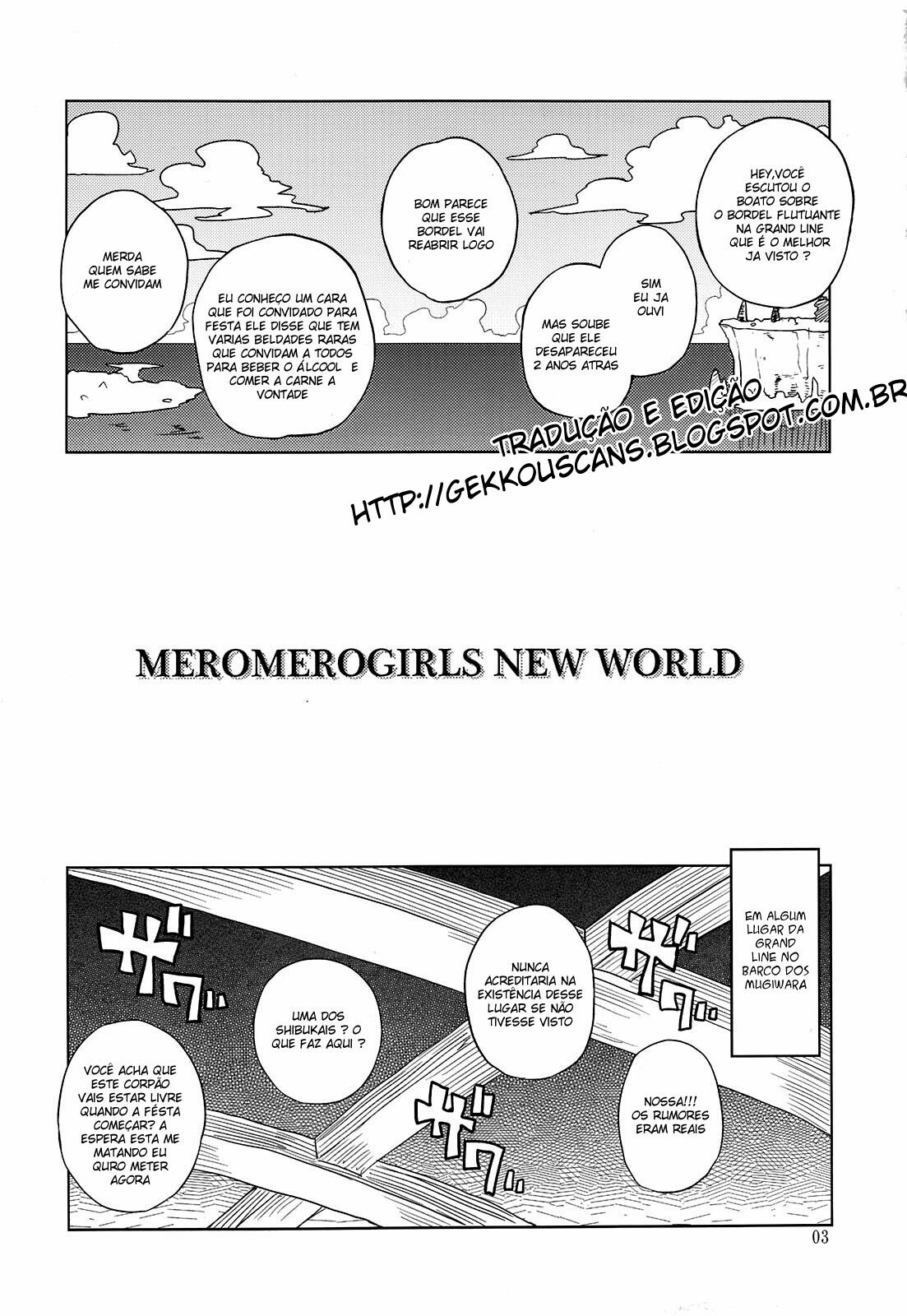 (C81) [Choujikuu Yousai Katyusha (Denki Shougun)] MEROMERO GIRLS NEW WORLD (One Piece) [Portuguese-BR] {seiykido} [Decensored] page 2 full