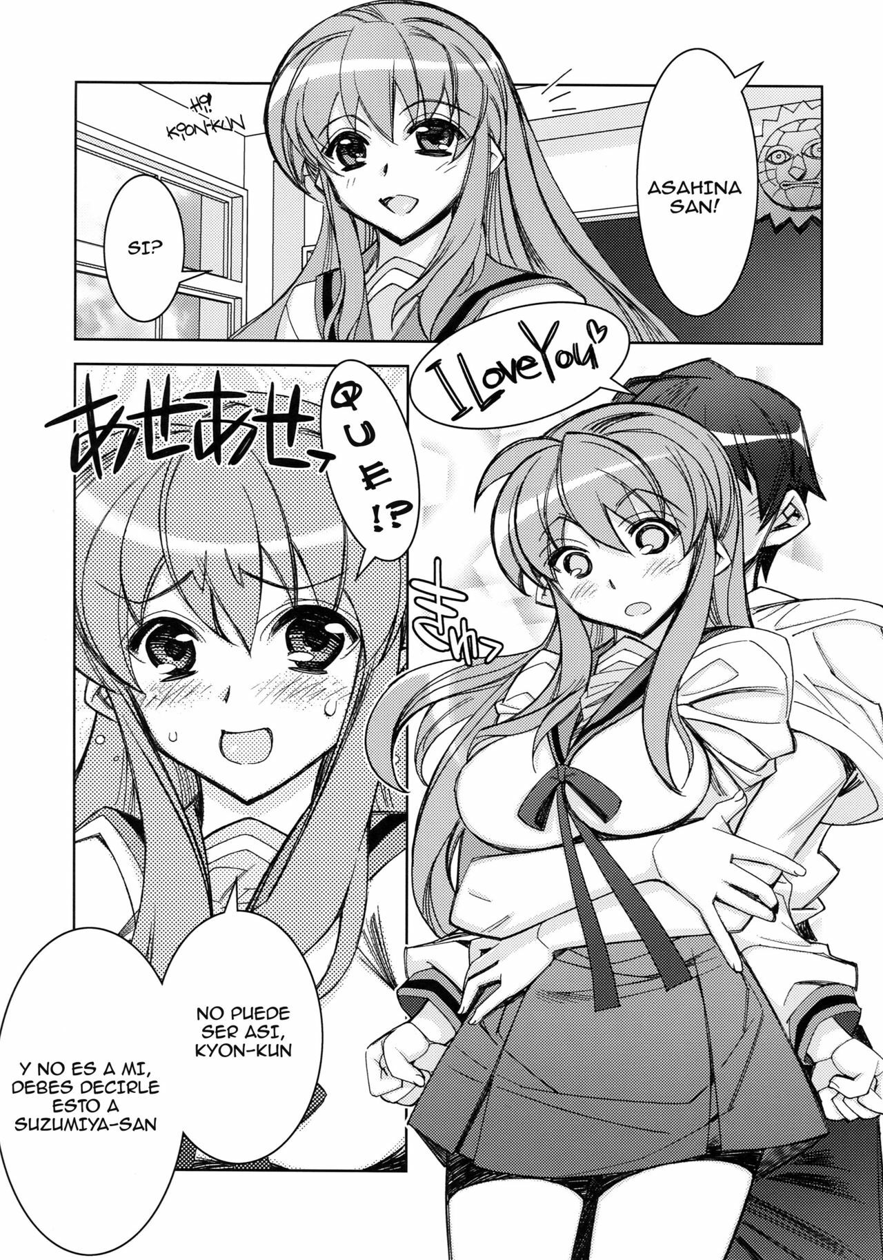 (C76) [Kashiwa-ya (Hiyo Hiyo)] Kinsokujikou ry | Informacion Clasificada (The Melancholy of Haruhi Suzumiya) [Spanish] [Kallen-Kozuki] page 5 full