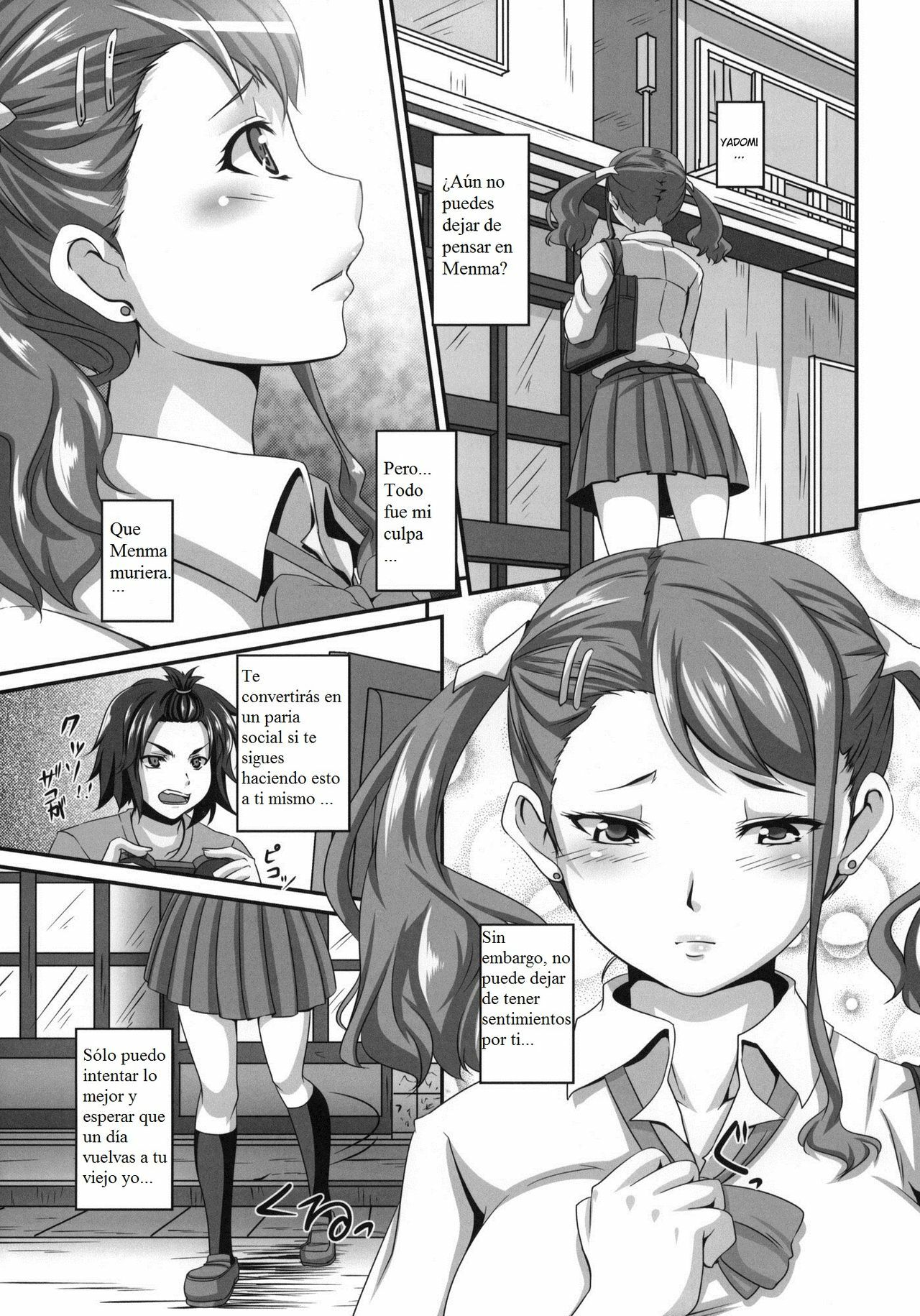 (SC52) [Tiramisu Tart (Kazuhiro)] Ano Hi Aishita Kanojo no Chitai wo Bokudake ga Mada Shiranai. (Ano Hi Mita Hana no Namae wo Bokutachi wa Mada Shiranai) [Spanish] [Zero] page 4 full